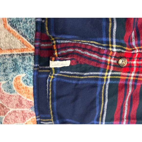 American Eagle Medium Women Boyfriend Fit‎ Amazingly Soft plaid flannel red blue - Picture 6 of 8